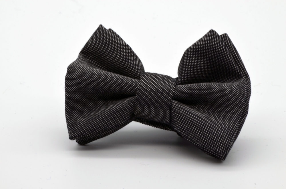 Bird’s Eye Charcoal Grey Butterfly Boy’s Bow Tie : 1