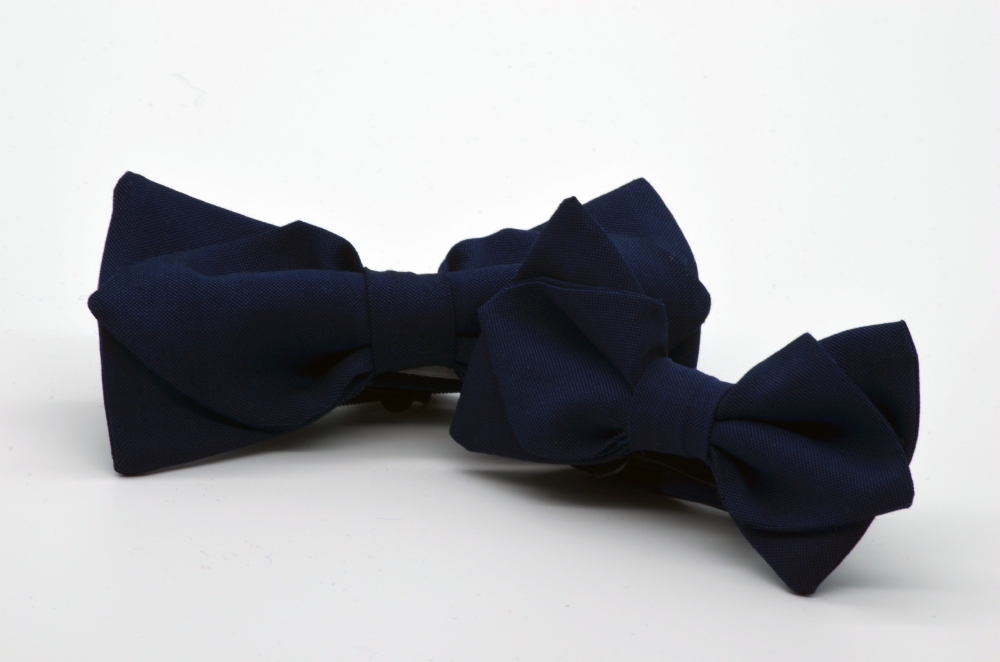 Dark Blue Diamond Point Bow Tie Set : 1