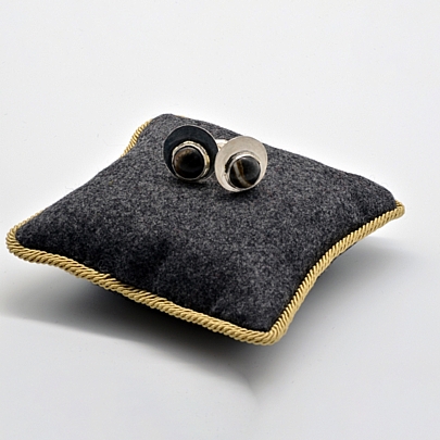 Round Cuff Links with Picasso Jasper - Καφέ