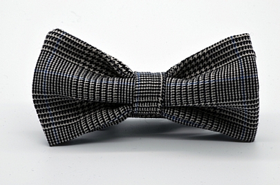 Black and White Prince de Galles Butterfly Bow Tie