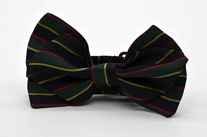Dark Green Dark Blue Striped Diamond Point Boy’s Bow Tie