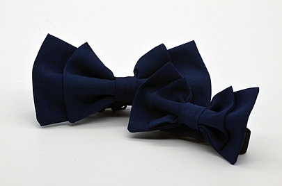 Dark Blue Double Butterfly Bow Tie Set