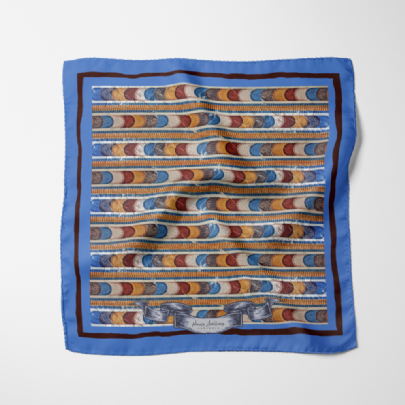 Knossos Mosaic Blue Pocket Square