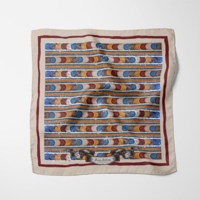 Knossos Mosaic Beige Silk Pocket Square 