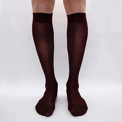 Λεπτές μακριές κάλτσες έως το γόνατο. - Μπορντό‎