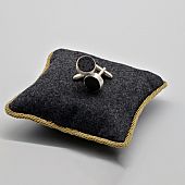 Round Cuff Links with Black Lava Stone : 1