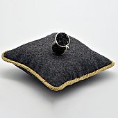 Round Cuff Links with Black Glass Seeds : 1