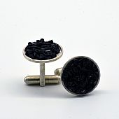 Round Cuff Links with Black Glass Seeds : 2