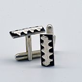 Oxidized Silver Fish Bone Cuff Links : 2