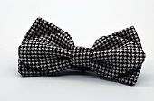 Black and White Pied de Poule Diamond Point Bow Tie : 1