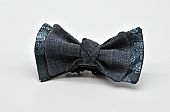Grey Blue Paisley with Grey Double Pinstripe Double Butterfly with a Knot Boy’s Bow Tie : 1