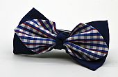 Dark Blue with White Blue Red Plaid Diamond Point with a Knot Boy’s Bow Tie : 1