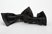 Bird’s Eye Charcoal Grey Double Butterfly Bow Tie Set : 1